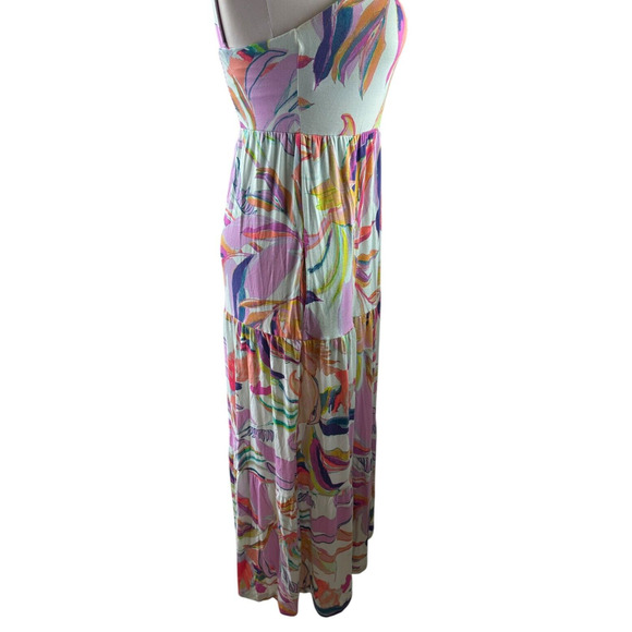 Soma Wknd Soft Jersey Trapeze Maxi Bra Dress Tiered in Fresh Tropical Medium - Picture 9 of 16